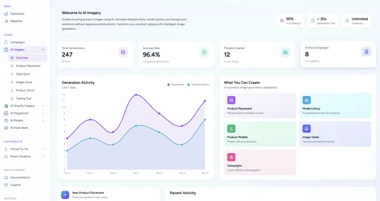 The Contona dashboard, showing AI image generation in progress